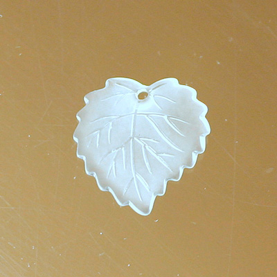 German Plastic Carved Leaf with Hole 16MM MATTE CRYSTAL