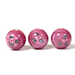 Czech Glass Lampwork Bead - Smooth Round 12MM Flower PINK ON ROSE (70016)