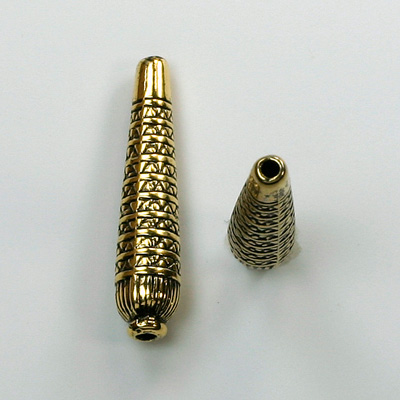 Metalized Plastic Engraved Bead - Teardrop 28x6MM ANT GOLD