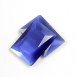 Fiber-Optic Flat Back Stone with Faceted Top and Table - Cushion 25x18MM CAT'S EYE BLUE