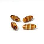 Czech Pressed Glass Bead - Smooth Oval 15x6MM TIGEREYE BROWN