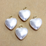 Plastic Pendant - Heart with Loop 11MM PEARL WHITE