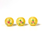 Czech Glass Lampwork Bead - Smooth Round 10MM Flower PINK ON YELLOW (00053)