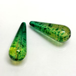 Plastic Bead - Two Tone Speckle Color Smooth Pear 29x12MM GREEN YELLOW