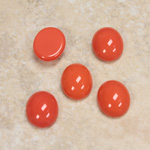 Glass Medium Dome Opaque Cabochon - Oval 12x10MM CORALLINE