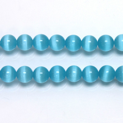 Fiber-Optic Synthetic Bead - Cat's Eye Smooth Round 06MM CAT'S EYE AQUA