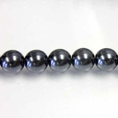 Czech Glass Pearl Bead - Round 10MM CHARCOAL GREY