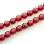 Czech Pressed Glass Bead - Smooth Round 08MM VOLCANIC COATED RED