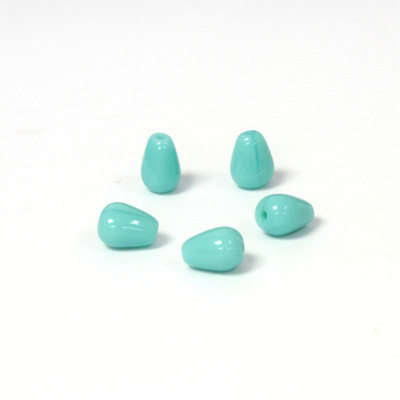 Czech Pressed Glass Bead - Smooth Pear 07x5MM TURQUOISE