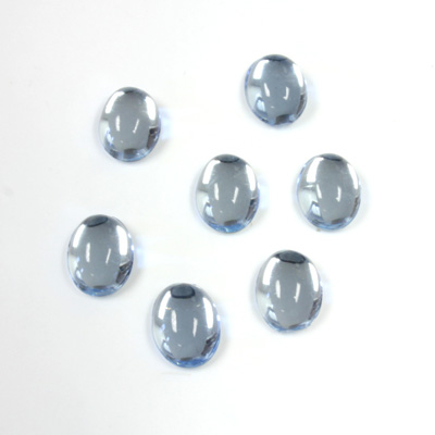 Plastic Flat Back Foiled Cabochon - Oval 08x6MM LT SAPPHIRE