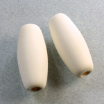Plastic Bead - Opaque Color Smooth Oval 34x15MM MATTE IVORY