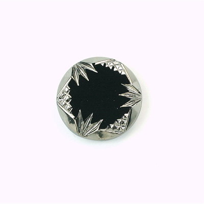 Glass Flat Back Engraved Intaglio - Round 18MM SILVER on JET