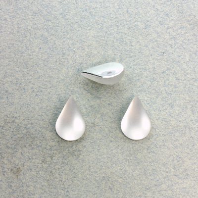 Plastic Flat Back Foiled Cabochon - Pear 13x9MM MATTE CRYSTAL