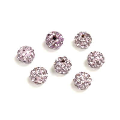 Rhinestone Bead Pave with 1.0MM Hole Metal Base Round 06MM LT PURPLE