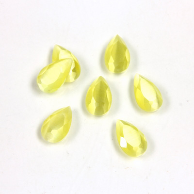 Fiber-Optic Flat Back Stone with Faceted Top and Table - Pear 10x6MM CAT'S EYE YELLOW