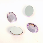 Plastic Flat Back Foiled Rose Cut Rhinestone - Oval 14x10MM LT AMETHYST