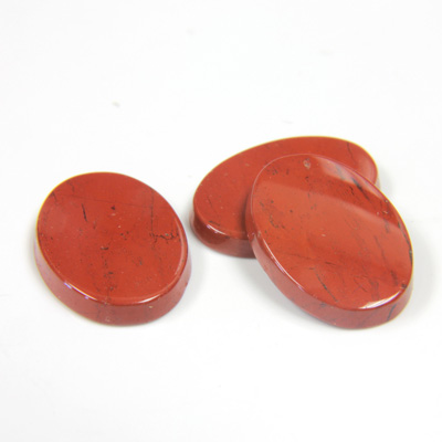 Gemstone Flat Back Single Bevel Buff Top Stone - Oval 18x13MM RED JASPER