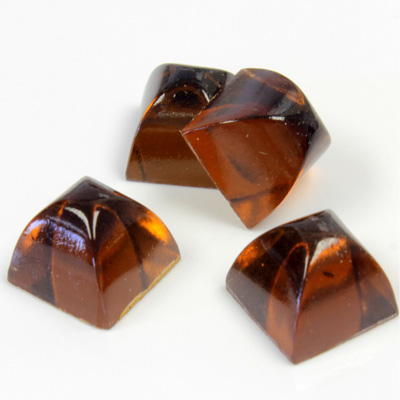 Glass High Dome Foiled Cabochon - Square 10x10MM SMOKE TOPAZ