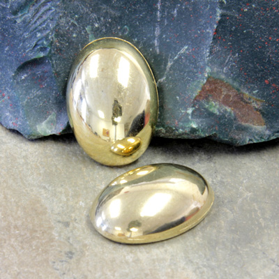 Metalized Plastic Flat Back Cabochon - Oval 25x18MM GOLD