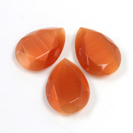 Fiber-Optic Flat Back Stone with Faceted Top and Table - Pear 18x13MM CAT'S EYE COPPER