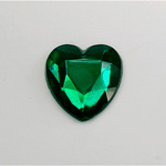 Glass Flat Back Rose Cut Fancy Foiled Stone  - Heart 18x16MM EMERALD