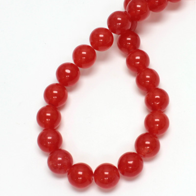 Gemstone Bead - Smooth Round 10MM Dyed QUARTZ Col. 44 RED