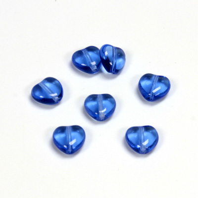 Czech Pressed Glass Bead - Smooth Heart 08x8MM SAPPHIRE