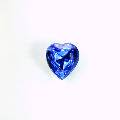 Glass Point Back Foiled Tin Table Cut (TTC) Stone - Heart 09x8MM SAPPHIRE