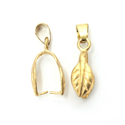 Brass Pinch Bail -Leaf 24x8MM