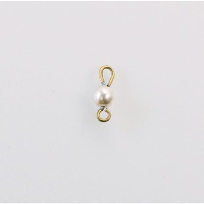 Czech Glass Pearl Bead with 2 Brass Loops - Round 04MM WHITE