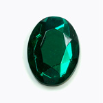 Glass Flat Back Rose Cut Faceted Foiled Stone - Oval 25x18MM EMERALD