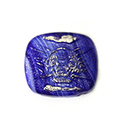 German Glass Flat Back Cameo SUN Design Cushion Antique 16x14MM SILVER ON LAPIS