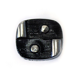 German Glass Flat Back Cameo ART DECO Design Cushion Antique 16x14MM SILVER ON JET