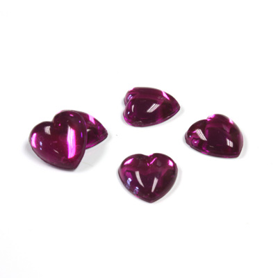 Plastic Flat Back Foiled Cabochon - Heart 11x10MM FUCHSIA