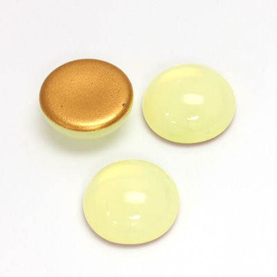 Glass Medium Dome Foiled Cabochon - Round 15MM OPAL YELLOW