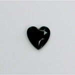 Glass Flat Back Rose Cut Opaque Stone - Heart  12x11MM JET