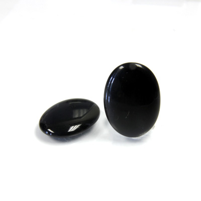 Glass Low Dome Buff Top Cabochon - Oval 18x13MM JET
