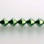 Czech Glass Pearl Bead - Hex/Lantern 08MM HUNTER GREEN 70958