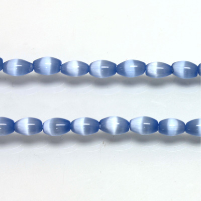 Fiber Optic Synthetic Cat's Eye Bead -  Oval Rice 06x4MM CAT'S EYE LT BLUE