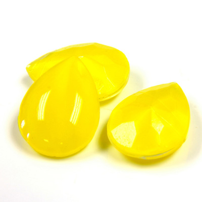 Glass Point Back Buff Top Stone Opaque Doublet - Pear 18x13MM YELLOW MOONSTONE