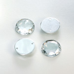 Plastic Flat Back 2-Hole Foiled Sew-On Stone - Round 15MM CRYSTAL