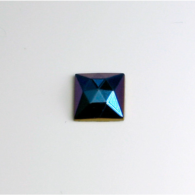 Glass Flat Back Rauten Rose Stone - Square 10x10MM IRIS BLUE Coated