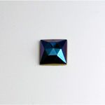 Glass Flat Back Rauten Rose Stone - Square 10x10MM IRIS BLUE Coated