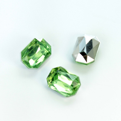 Plastic Point Back Foiled Stone - Cushion Octagon 14x10MM PERIDOT