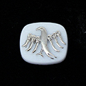 German Glass Flat Back Cameo EAGLE DESIGN Cushion Antique 16x14MM SILVER ON WHITE