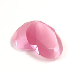 Fiber-Optic Flat Back Stone with Faceted Top and Table - Oval 25x18MM CAT'S EYE LT PINK
