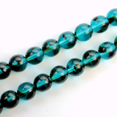 Czech Pressed Glass Bead - Smooth Round 08MM BLUE TORTOISE