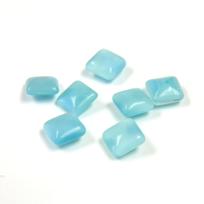 Glass Point Back Buff Top Stone Opaque Doublet - Square 06x6MM AQUA MOONSTONE