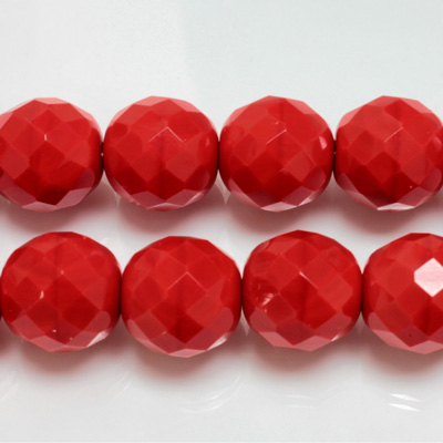 Czech Glass Fire Polish Bead - Round 14MM RED