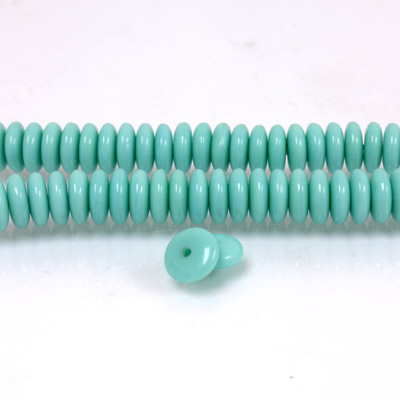 Czech Pressed Glass Bead - Smooth Rondelle 6MM TURQUOISE